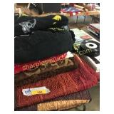 Blankets, hamper, records, books