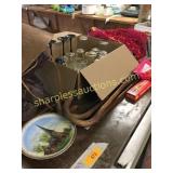 Lamp, glassware, canes, pictures