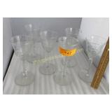 5 vintage cut glass wine glasses