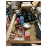 Roller blade pads, gun, candles, misc