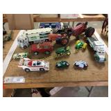 Toy trucks, motorcycles, tractors