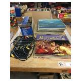 Angle grinder, albums, keyboard