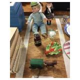 Dolls, horse and wagon, misc