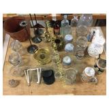 Canning jars, candle sticks, steins, misc