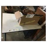 Desk, file cabinet, misc