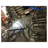 Patio table, chairs, umbrella