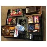 Pallet of toaster, tins, tools, misc