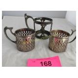 3 Antique silver cup holders
