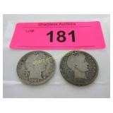 2 Barber quarter dollars