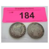 2 Barber quarter dollars