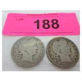 2 Barber quarter dollars