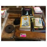 Books, wood boxes, misc