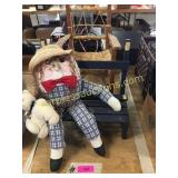 Doll, doll rocker, bench