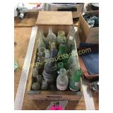Old pop bottles, wood box