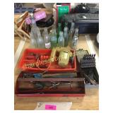 Tools, bottles, misc