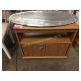 Beveled mirror, stand