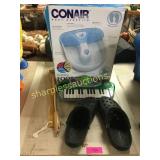 Foot spa, keyboard, Crocs