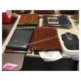 Old photo albums, bathroom scale