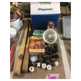 bats, cooler, magazines, insulators