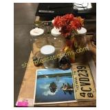 75 license plate, jars, misc.