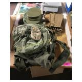 Military hats and bags
