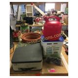 Clay pots, typewriter, misc.