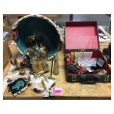 Hat Box of lures, Native American items