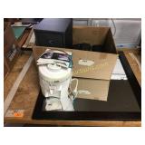 Juicer, speakers, mirror