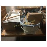 Flag, books, painting supplies, misc