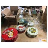 Shoe trees, tins, stemware