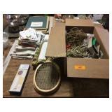 Tennis rackets, household items