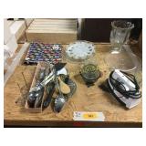 Kitchen utensils, vase, iron, misc