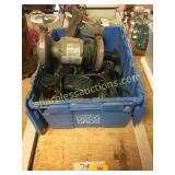 Bench grinder, circular saw, drill, misc