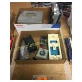 Waffle maker, metal box, misc