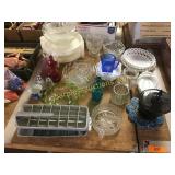 Vintage ice cube trays, glassware