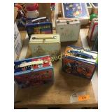 Lunch boxes, some with thermos