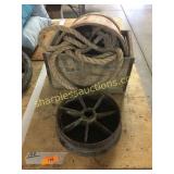 Rope, wood crate, wheel