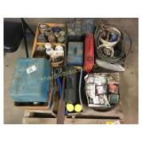 Pallet of hardware, tools, jumper cables