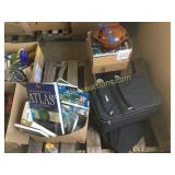 Pallet of books, suitcase, misc