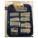 Fishing hooks, lead molds, misc