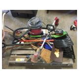 Pallet of shovels, Toro trimmer, shop vac, misc