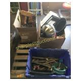 Pallet of yard tools, household items