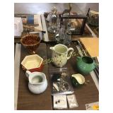 Vintage condiment server, vase, jewelry, misc