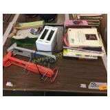 Cookbooks, shoes, toaster, misc