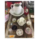 Wash bowl & pitcher, misc