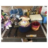 Lamp, suitcases, misc