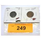 2 Indian head pennies