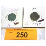 2 Indian head pennies