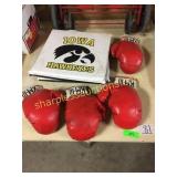Red cart, Hawkeye seat cushions, boxing gloves