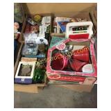 Old tins, xmas decoration, toy, misc